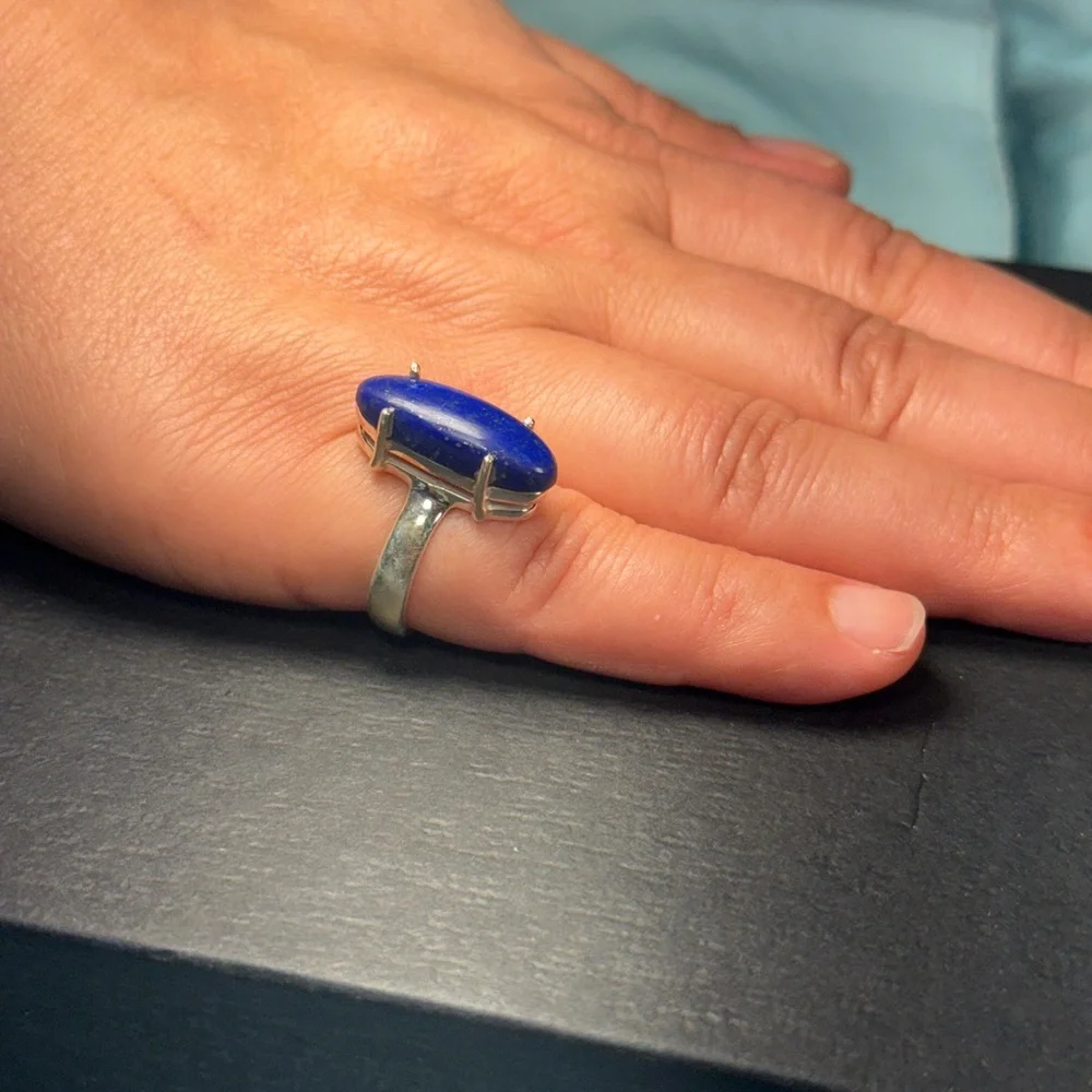 Lapis Lazuli Ring - 925 Sterling Silver - Size 6 - 5.7g - Newl